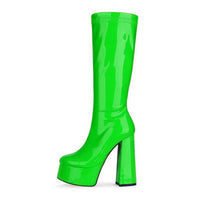 C240 Red Impact – Bottes Vernies à Talon Carré & Plateforme