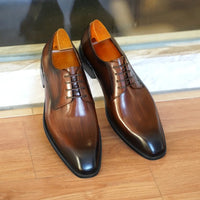 Chaussures habillées italiennes pour hommes – Luxe en cuir véritable, faites à la main, bout carré, lacets, idéales pour affaires et soirées