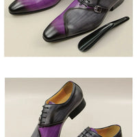 YAOLIDA Men's Shoes - Genuine Leather Oxford with Side Buckle