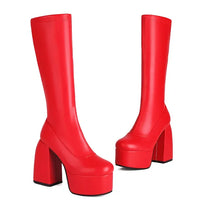 Bottes Femme Hautes à Plateforme – Talon Ultra Haut 13 cm, Bout Rond, Style Sexy Hiver | Cdwkckrcyy C-7-2