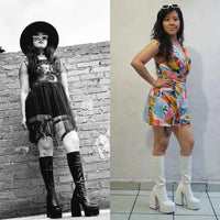 Bottes femmes noires à talons épais – Bottes hautes élastiques style punk avec plateforme chunky, parfaites pour l’automne/hiver et les soirées
