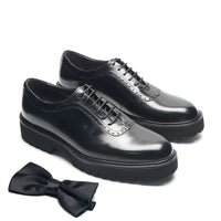 Chaussures Oxford Homme Élégantes en Cuir Véritable – Talon Réhaussant, Bout Rond, Style Bureau et Casual