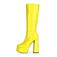 C240 Red Impact – Bottes Vernies à Talon Carré & Plateforme