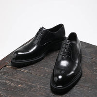 "Chaussures Homme Printemps & Automne – Richelieu en Cuir Véritable à Semelle Épaisse, Élégance Business & Casual