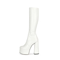 C240 Red Impact – Bottes Vernies à Talon Carré & Plateforme