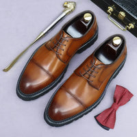 XXCZDOU, Chaussures Homme Rétro 2025 – Cuir Véritable de Luxe, Handmade, Style Britannique Élégant, Plateforme Confortable – Idéal Mariage & Soirée
