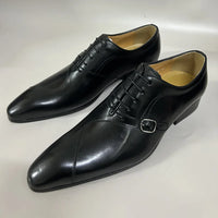 YAOLIDA Men's Shoes - Genuine Leather Oxford with Side Buckle