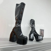 Bottes Femme Plateforme Hautes 16 cm – Modèle Stretch Imperméable Sexy Catwalk | Bottes Genou PU Sheepskin