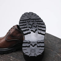 "Chaussures Homme Printemps & Automne – Richelieu en Cuir Véritable à Semelle Épaisse, Élégance Business & Casual