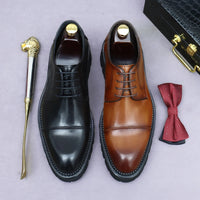 XXCZDOU, Chaussures Homme Rétro 2025 – Cuir Véritable de Luxe, Handmade, Style Britannique Élégant, Plateforme Confortable – Idéal Mariage & Soirée