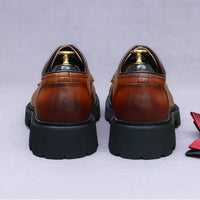 XXCZDOU, Chaussures Homme Rétro 2025 – Cuir Véritable de Luxe, Handmade, Style Britannique Élégant, Plateforme Confortable – Idéal Mariage & Soirée