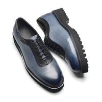 Chaussures Oxford Homme Élégantes en Cuir Véritable – Talon Réhaussant, Bout Rond, Style Bureau et Casual