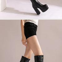 Bottes Femme Grande Taille à Talon Épais et Plateforme – FANAN AYY-A8-13 | Bottes Genou Élégantes & Sexy Automne