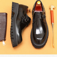 Men's Oxford & Derby - British Genuine Leather Shoes, Thick Sole, Elegant Business & Casual