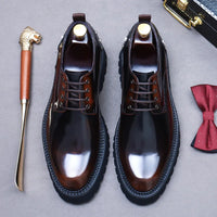 YETTIES Derby Classique – Chaussures Homme en Cuir Véritable