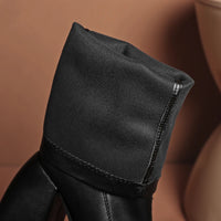 Bottes femmes noires à talons épais – Bottes hautes élastiques style punk avec plateforme chunky, parfaites pour l’automne/hiver et les soirées