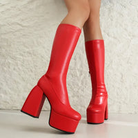 Bottes Femme Hautes à Plateforme – Talon Ultra Haut 13 cm, Bout Rond, Style Sexy Hiver | Cdwkckrcyy C-7-2