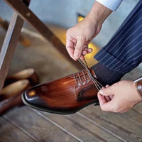 Chaussures habillées italiennes pour hommes – Luxe en cuir véritable, faites à la main, bout carré, lacets, idéales pour affaires et soirées