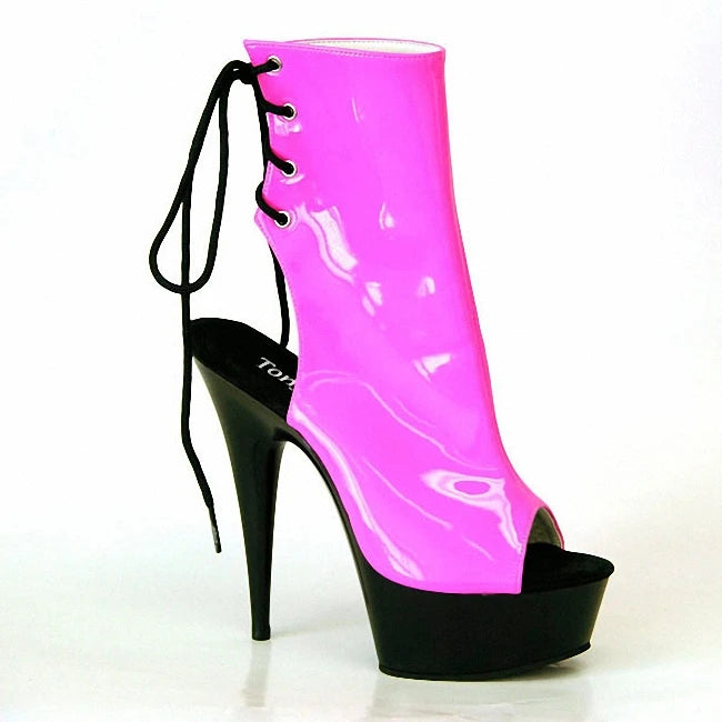 Chaussures été femme – Talon 15 cm, bout ouvert, lacets et design coloré