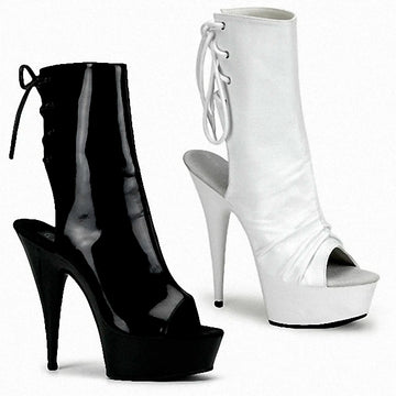 Chaussures été femme – Talon 15 cm, bout ouvert, lacets et design coloré