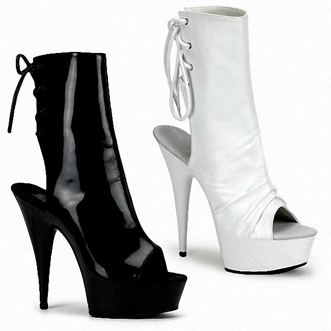 Chaussures été femme – Talon 15 cm, bout ouvert, lacets et design coloré