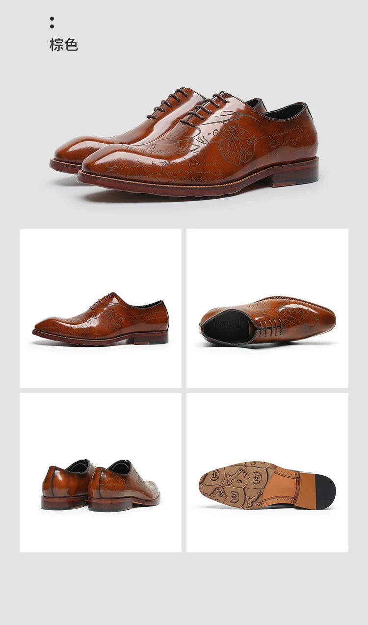 Fonleader Oxford – Men's Genuine Leather Engraved Shoes