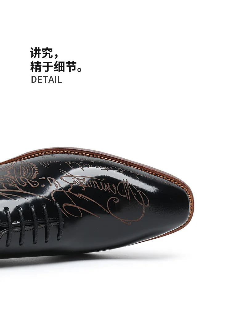 Fonleader Oxford – Men's Genuine Leather Engraved Shoes
