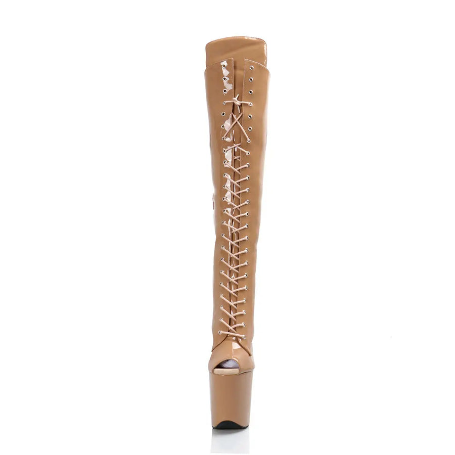 Bottes sexy à talon haut pour club – Peep Toe, style pole dance, plateforme 20 cm