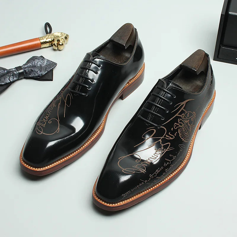 Fonleader Oxford – Men's Genuine Leather Engraved Shoes