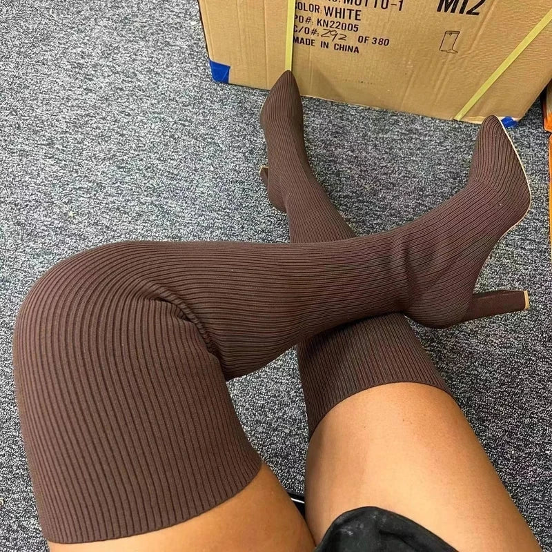 Bottes femme sexy automne-hiver – Talon haut, au-dessus du genou