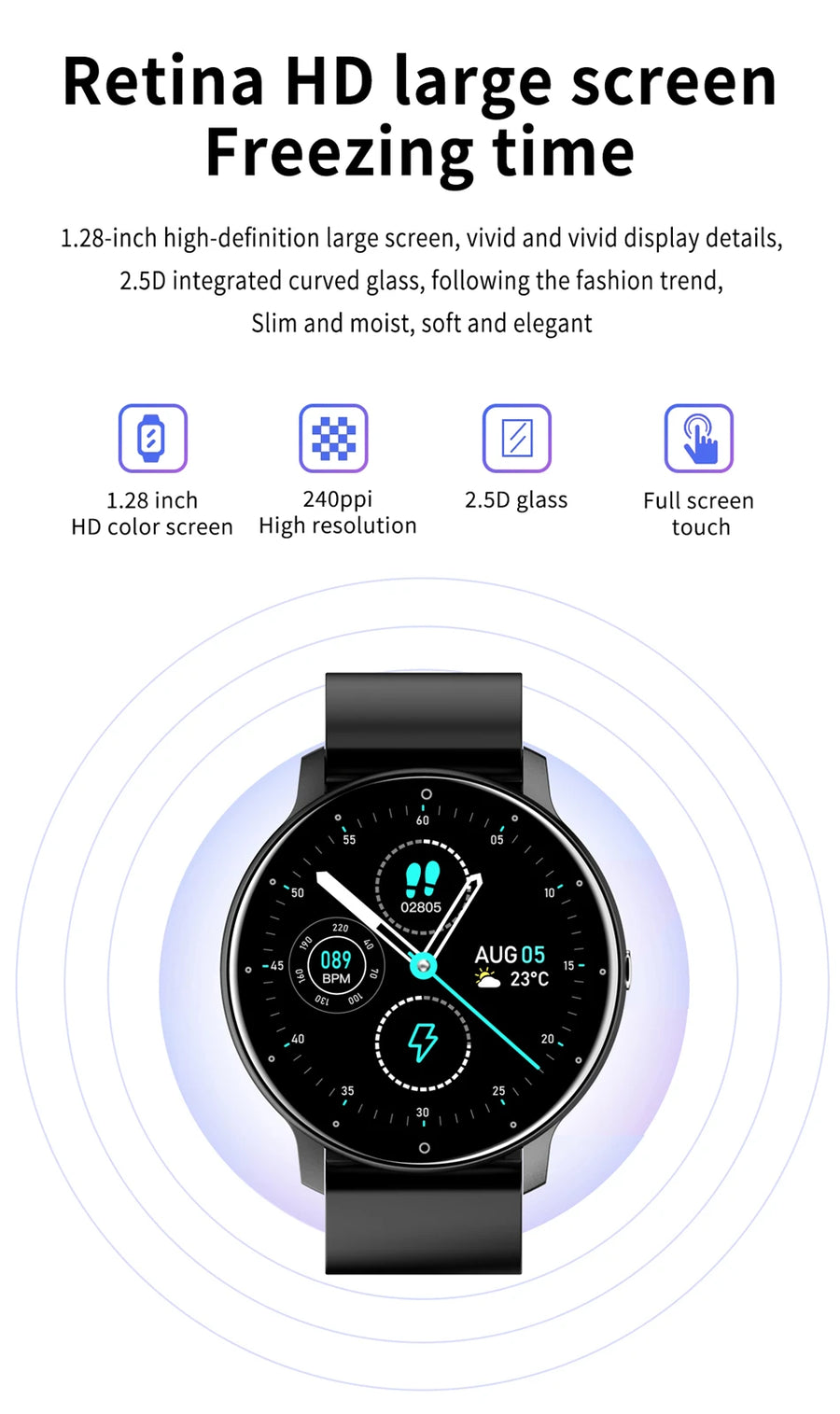 LIGE BW0223™ – Montre Connectée Sport; Santé Homme/Femme