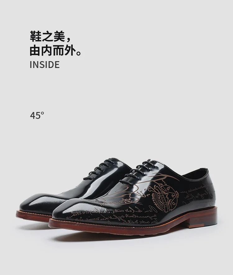 Fonleader Oxford – Men's Genuine Leather Engraved Shoes