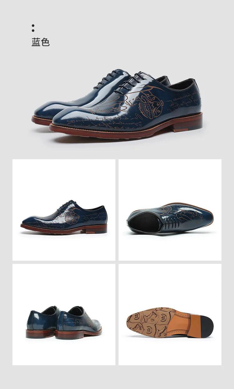 Fonleader Oxford – Men's Genuine Leather Engraved Shoes