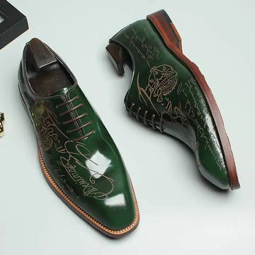 Fonleader Oxford – Chaussures Homme en Cuir Véritable Gravé