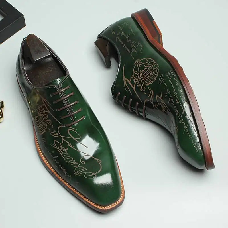 Fonleader Oxford – Men's Genuine Leather Engraved Shoes