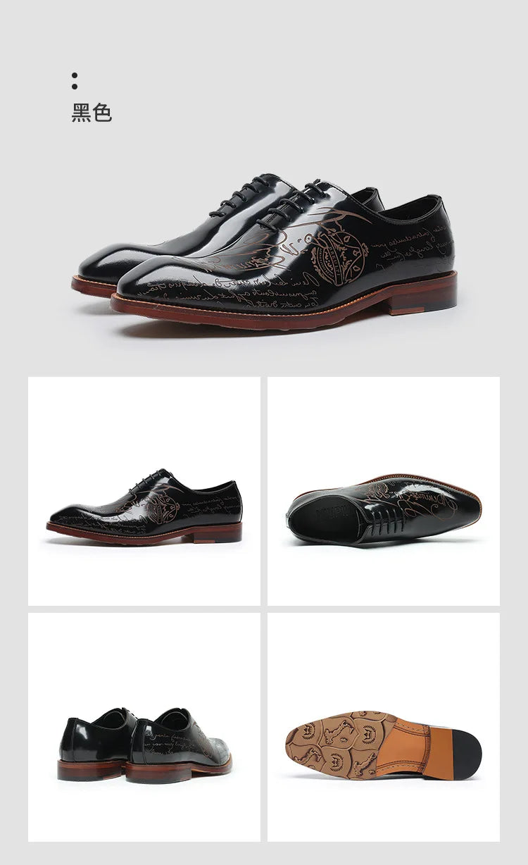 Fonleader Oxford – Men's Genuine Leather Engraved Shoes
