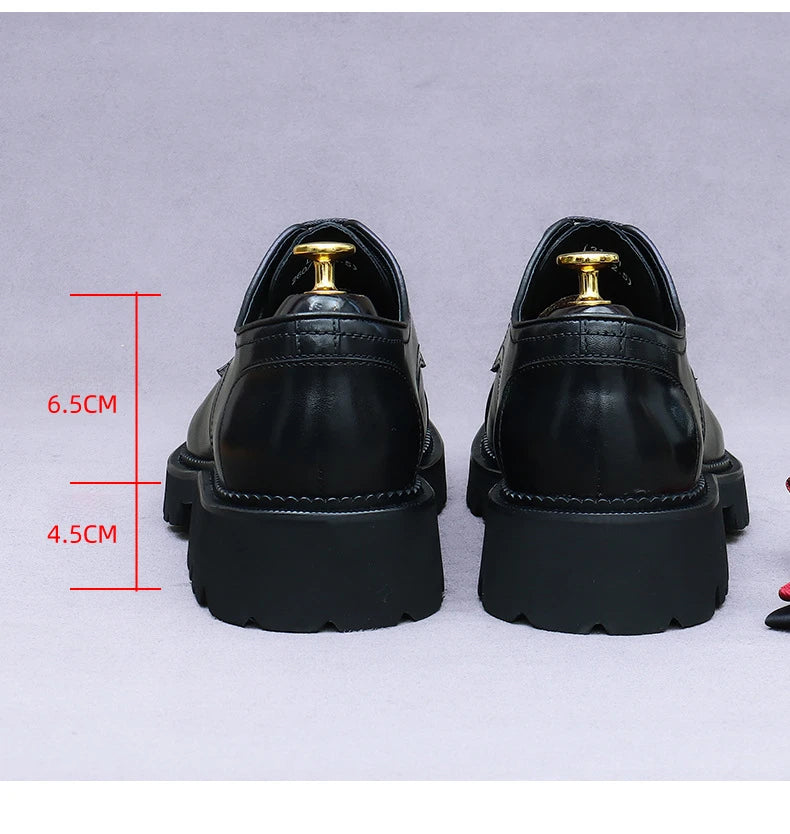 XXCZDOU, Retro Men's Shoes 2025 – Luxury Genuine Leather, Handmade, Elegant British Style, Comfortable Platform – Ideal for Wedding & Evening