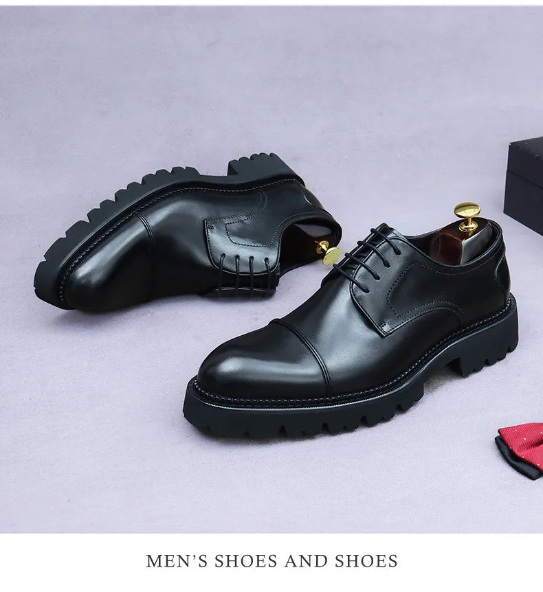 XXCZDOU, Retro Men's Shoes 2025 – Luxury Genuine Leather, Handmade, Elegant British Style, Comfortable Platform – Ideal for Wedding & Evening