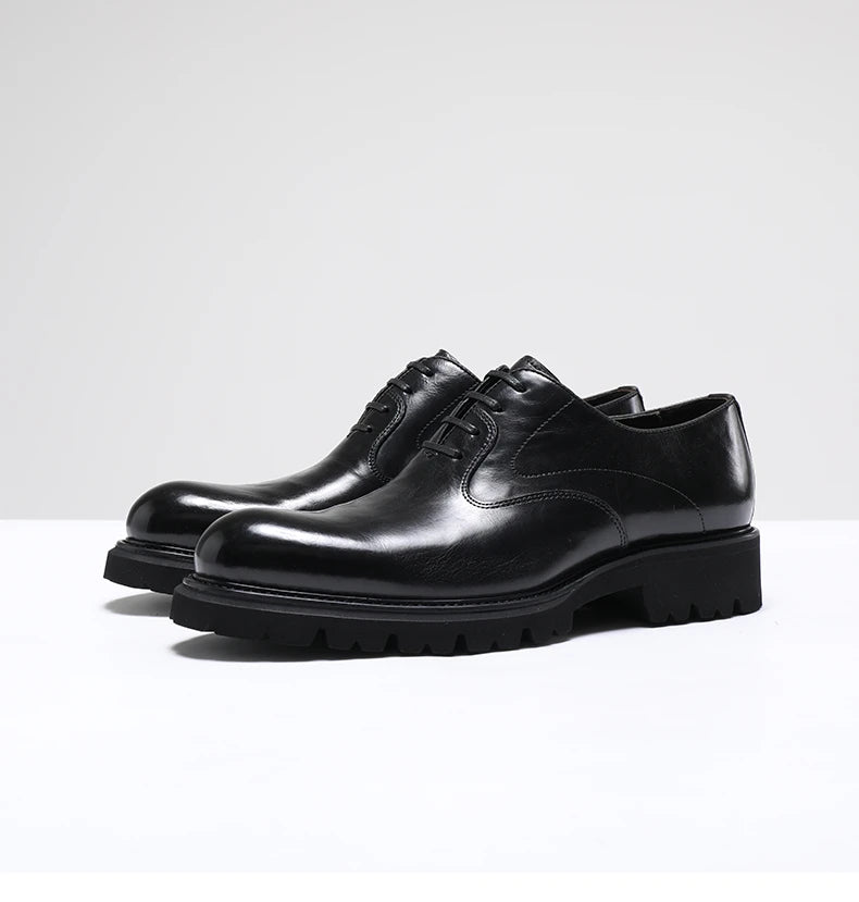 Men's Spring & Autumn Shoes - Genuine Leather Oxford Shoes with Thick Sole, Business & Casual Elegance