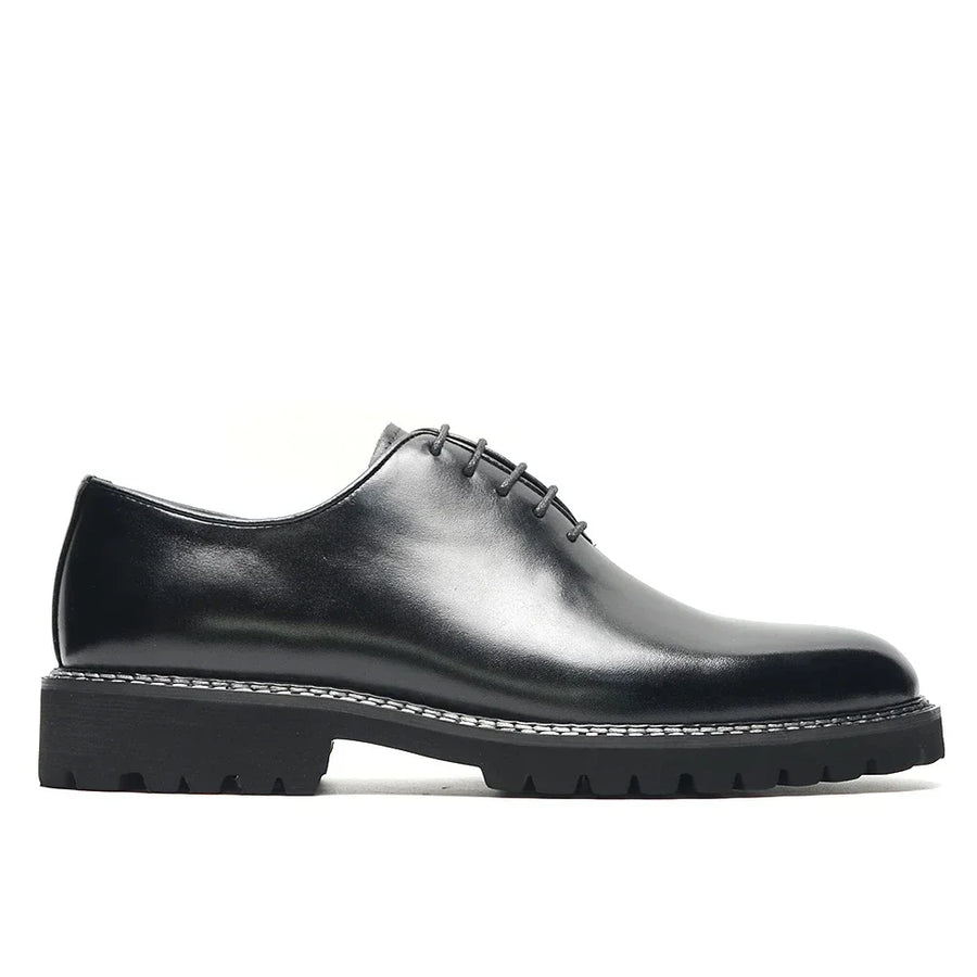 Stylish Men's Oxford - Genuine Leather Sneakers in Black, High Quality for Office, Business and Social Occasions
