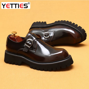 Men's Oxford & Derby - British Genuine Leather Shoes, Thick Sole, Elegant Business & Casual