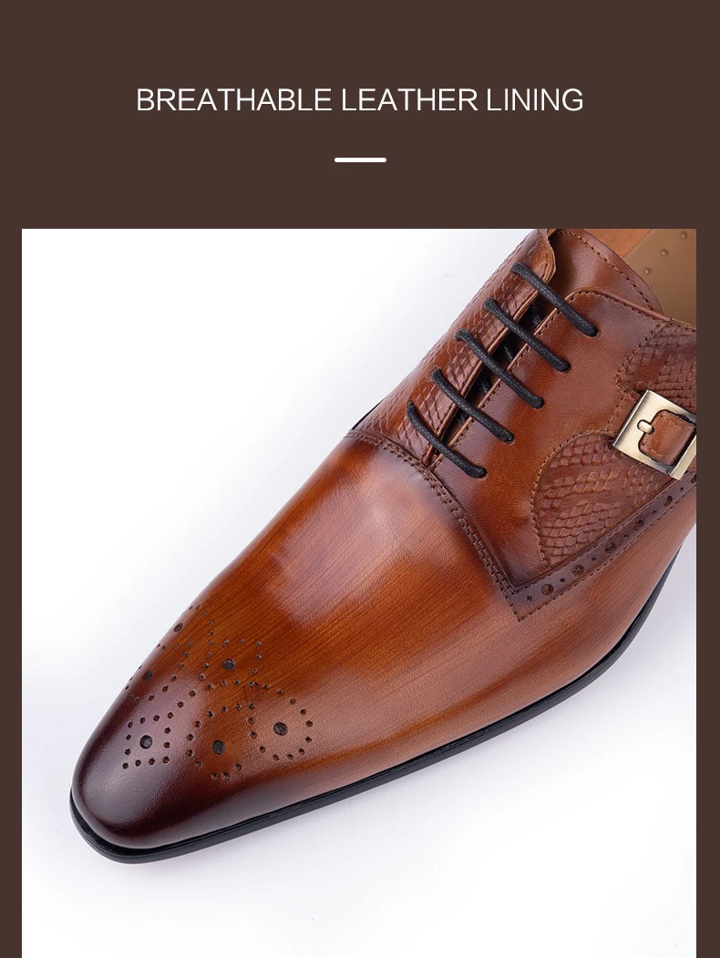 YAOLIDA Prestige Oxford – Men's Genuine Leather Wedding; Business Shoes