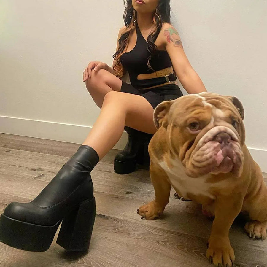 Bottes sexy femme – Grande taille 35-48, talon bloc et solide