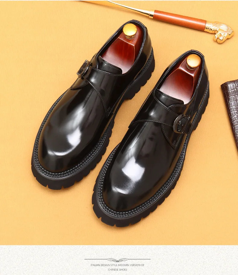 Men's Oxford & Derby - British Genuine Leather Shoes, Thick Sole, Elegant Business & Casual