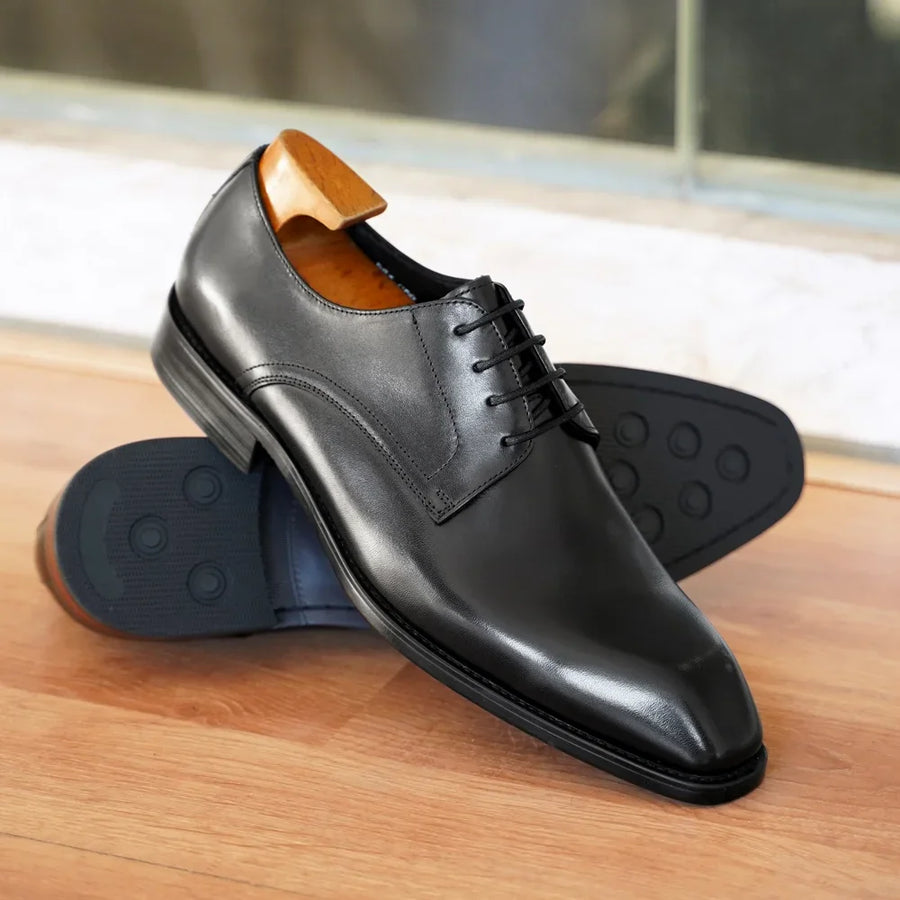 Italian Men's Dress Shoes - Luxury Genuine Leather Handmade Square Toe Lace Up Business & Evening Shoes