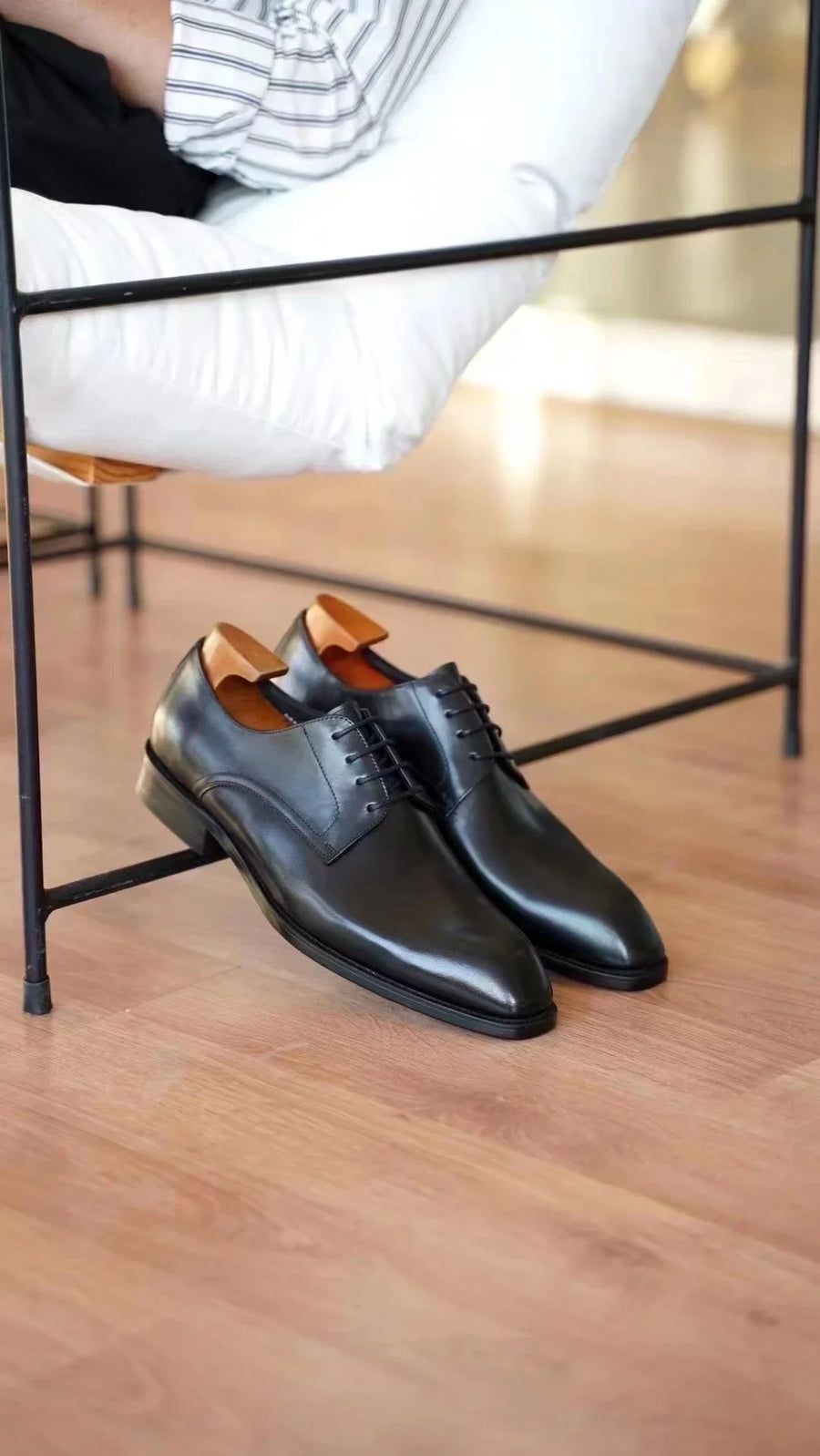 Italian Men's Dress Shoes - Luxury Genuine Leather Handmade Square Toe Lace Up Business & Evening Shoes