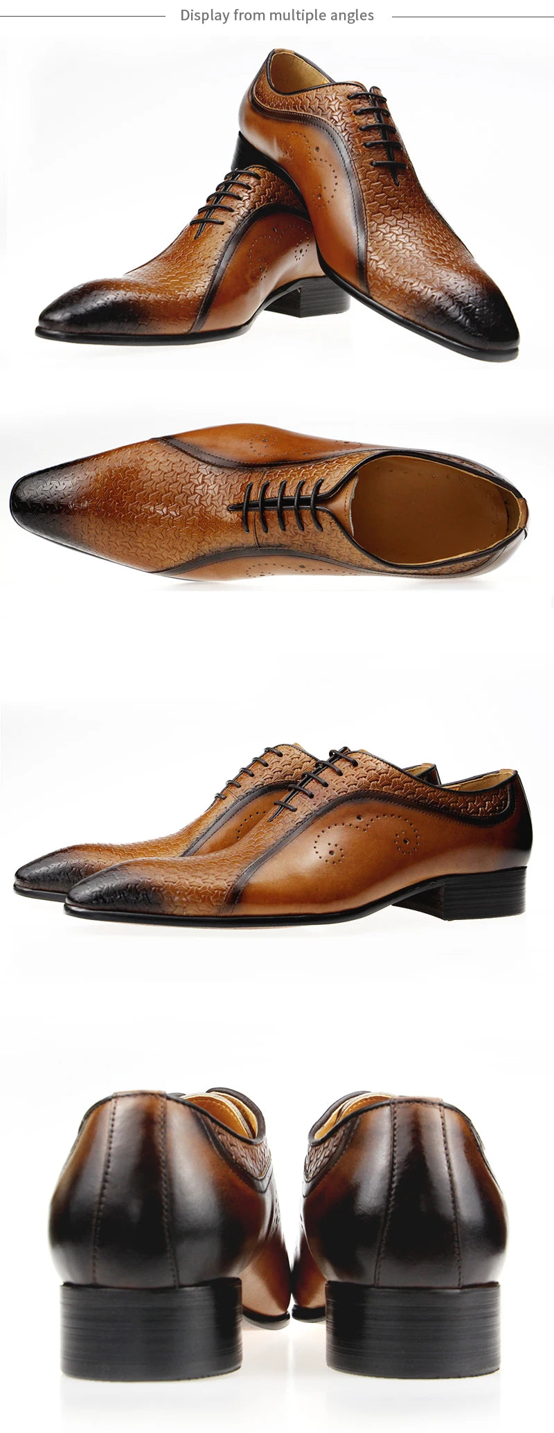YOUYAZHUBU Men's Genuine Leather Oxford Shoes - Elegant and Breathable for Office, Wedding and Formal Occasions