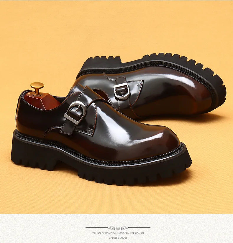 Men's Oxford & Derby - British Genuine Leather Shoes, Thick Sole, Elegant Business & Casual