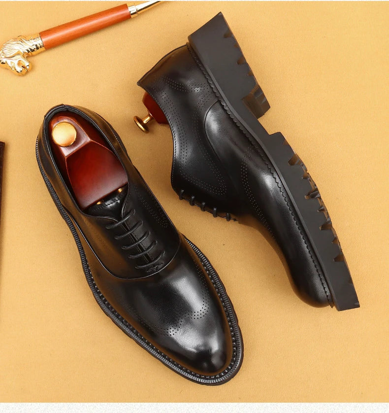 Oxford Classico – Men's Genuine Leather Shoes 4 cm British Elegance