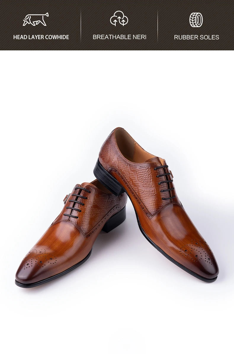 YAOLIDA Prestige Oxford – Men's Genuine Leather Wedding; Business Shoes